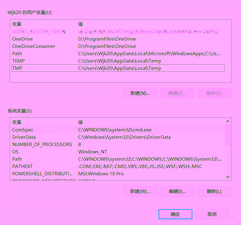 环境变量页面